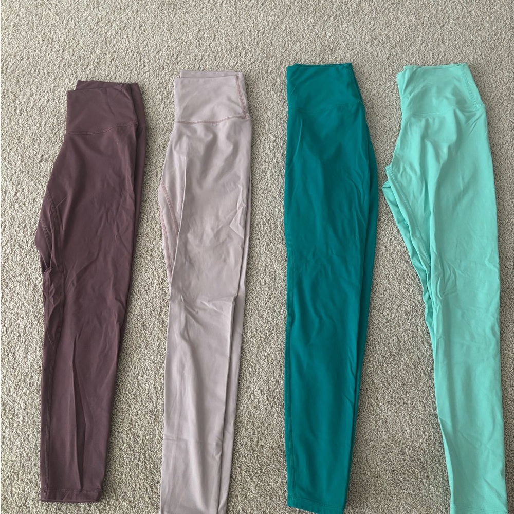 Stylish Women's Leggings - Teal, Mint, Mauve, and Dark Purple - Picture 2 of 6
